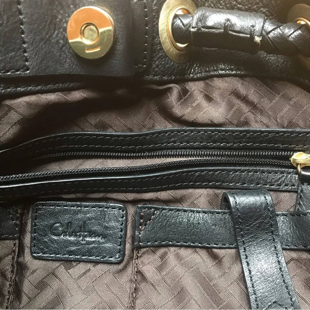Cole Haan Black Leather Hobo Slouch Shoulder Bag, EUC, 18”